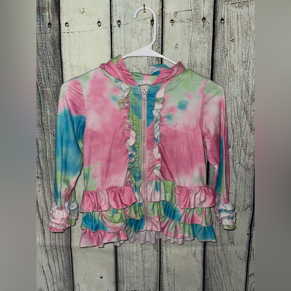 Colorful Tie-Dye Ruffle Hoodie